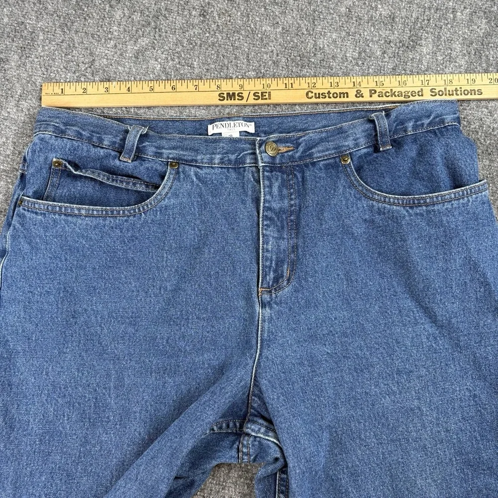 Pendleton Jeans Womens 18 Tall‎ 37x36 Blue Straight Distressed Americana Classic